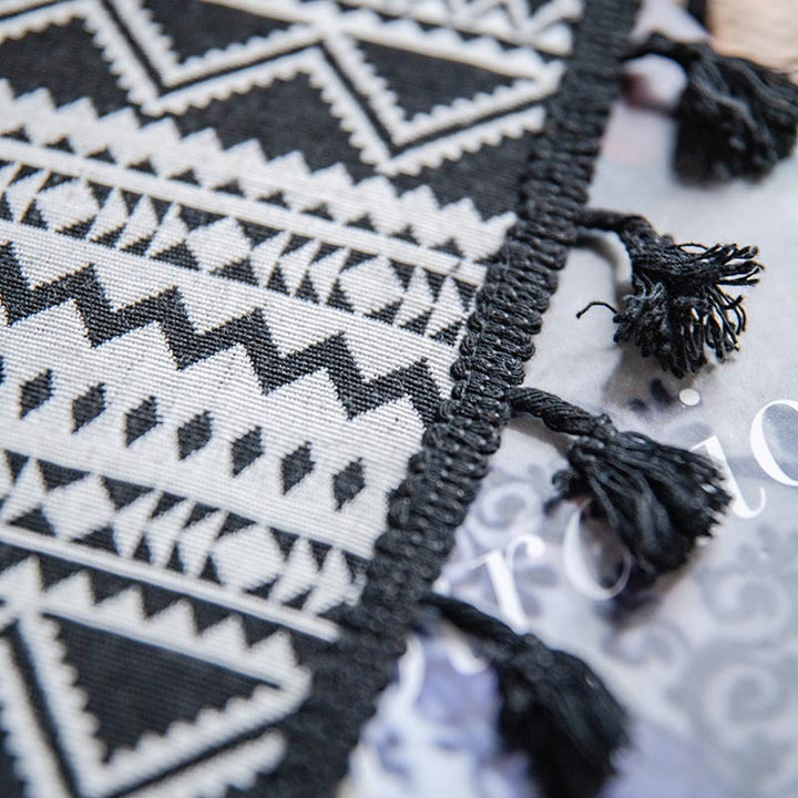 Wild Black Geometry Tassel Curtain