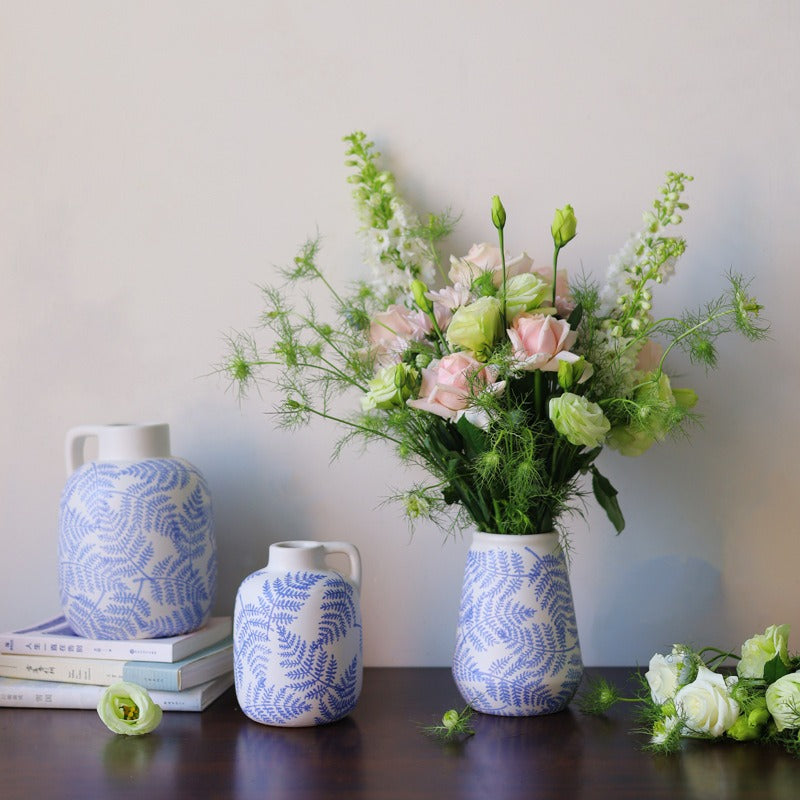 Blue Leave Ceramic Vase Collection