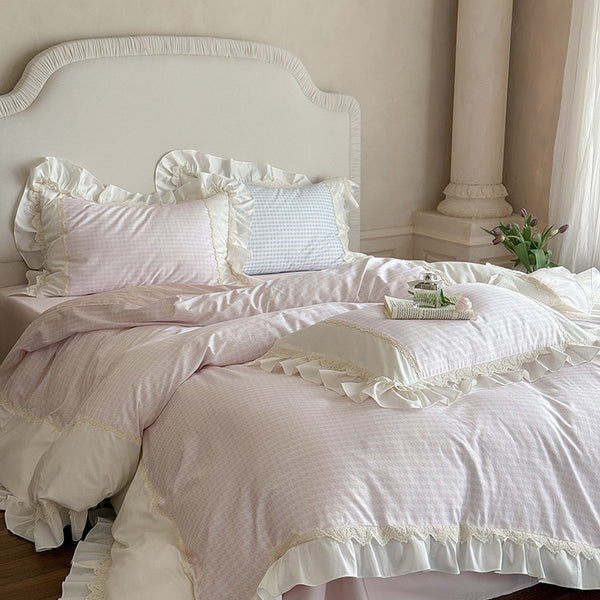 Houndstooth & Sweet Ruffle Bedding Set