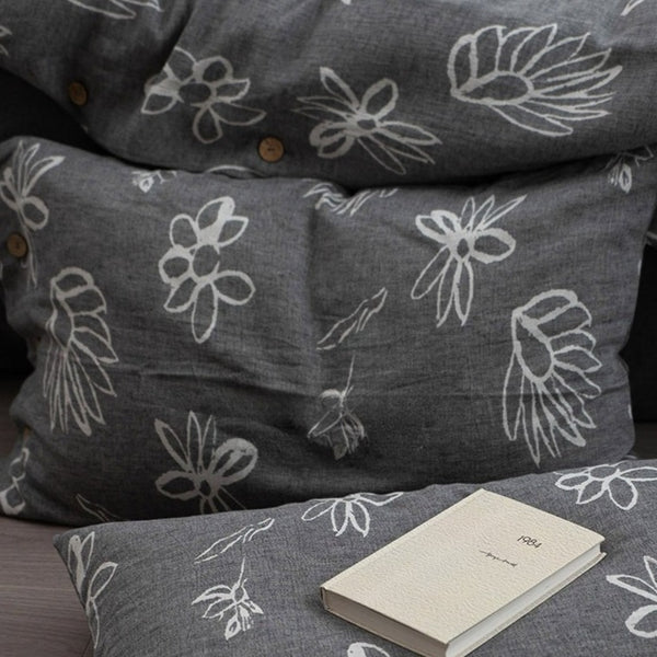 Wabi Sabi Floral Cotton Linen Bedding Set