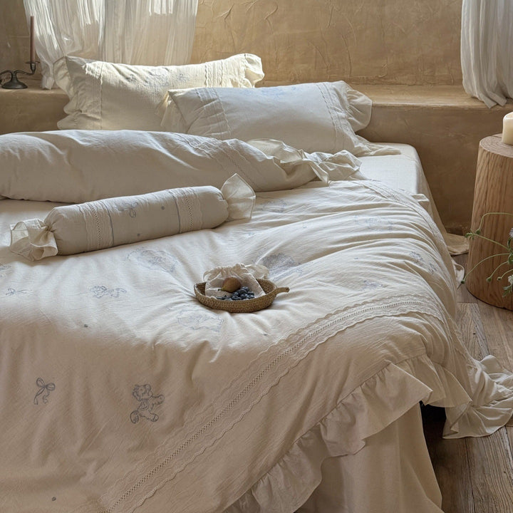 Romantic Heart Cotton Linen Bedding Set