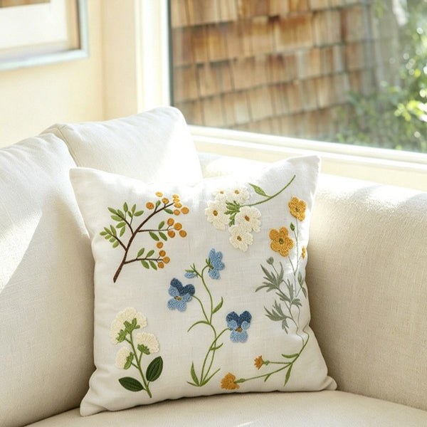 Folk Garden Embroidered Cushion