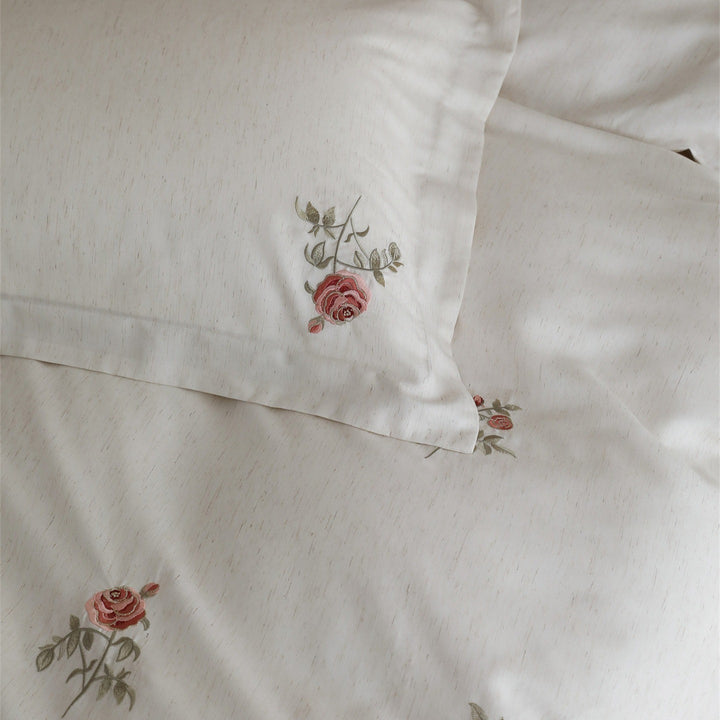 Minimal Rose Embroidery Bedding Set
