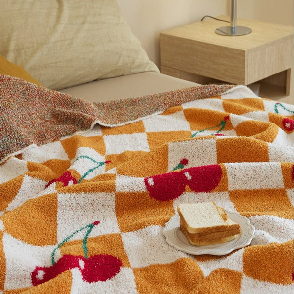 Cherry Picnic Checker Throw