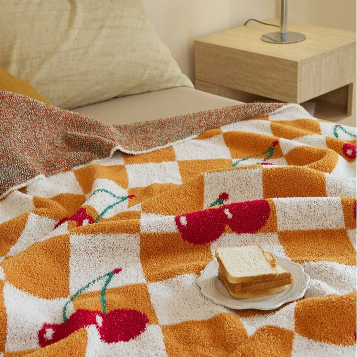 Cherry Picnic Checker Throw