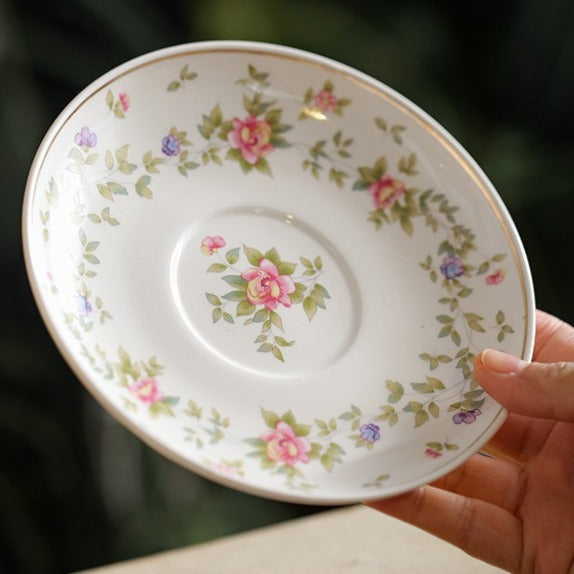 White Rosevine Teacup Set