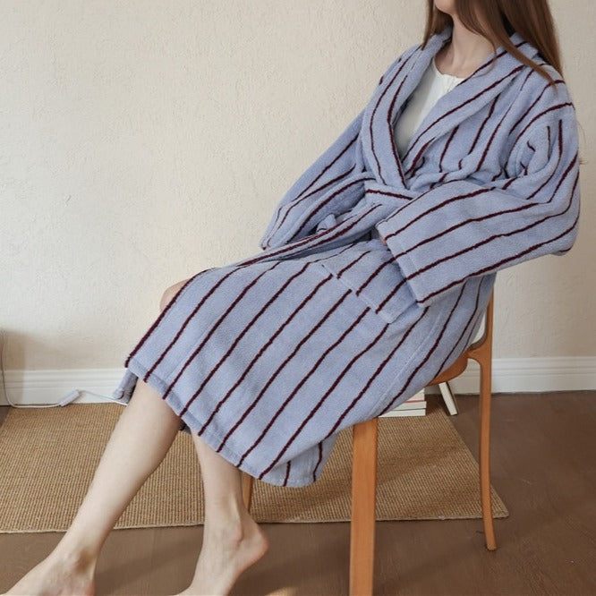Nostalgic Soft Striped Bathrobe