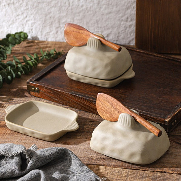 Earthy Ceramic Butter Keeper Set