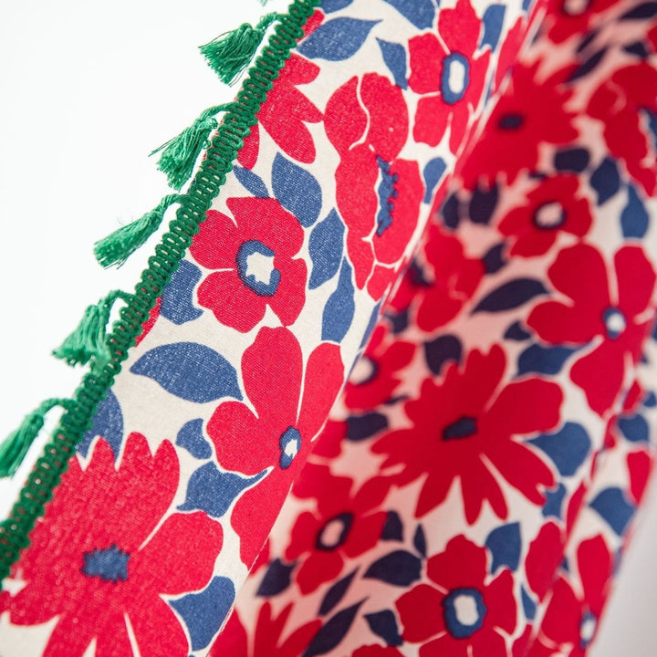 Vibrant Floral Tassel Curtain