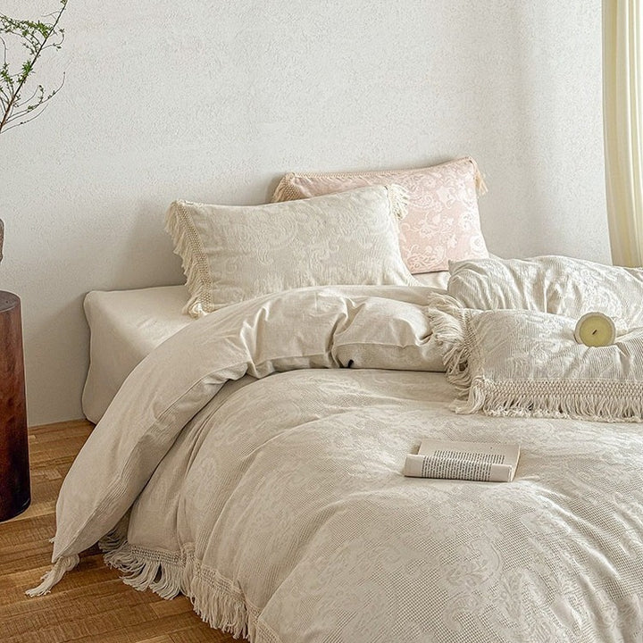 Linen Fringe Bedding Set