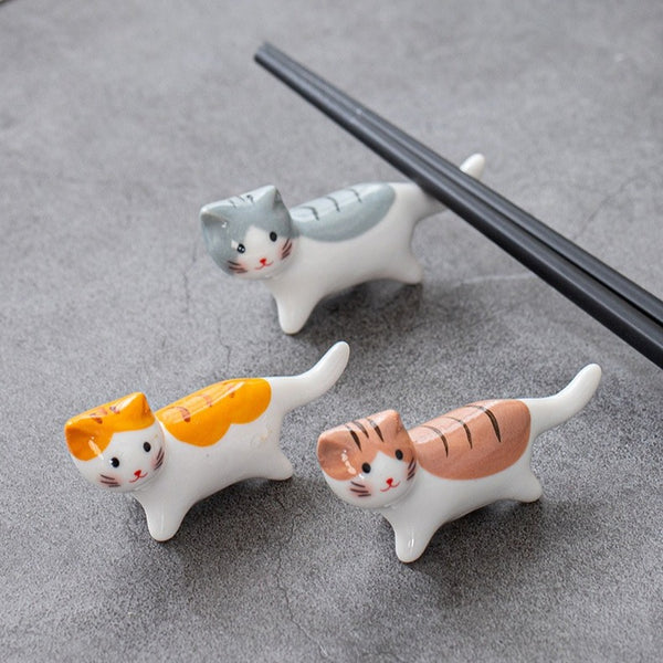 Wagging Tail Cat Chopsticks Holder Set