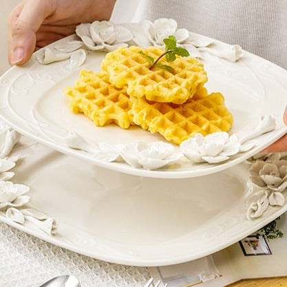 Beauty Rose Embossed Square Plate Collection