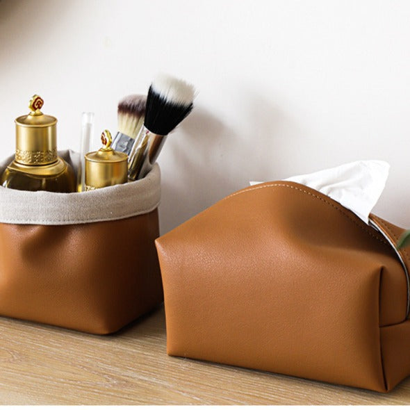 Leather Tissue Box Organiser