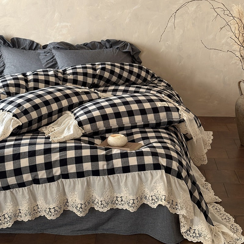 Countryside Lace Checker Bedding Set Collection