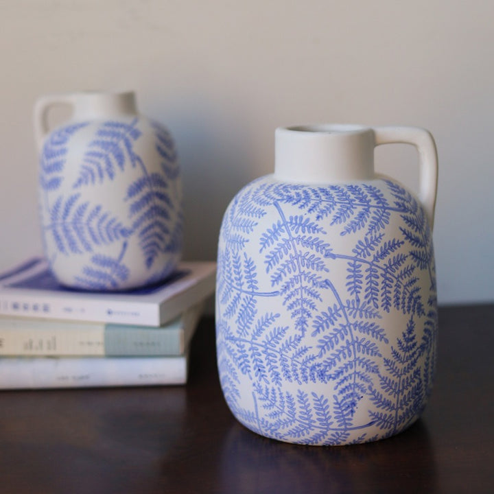 Blue Leave Ceramic Vase Collection