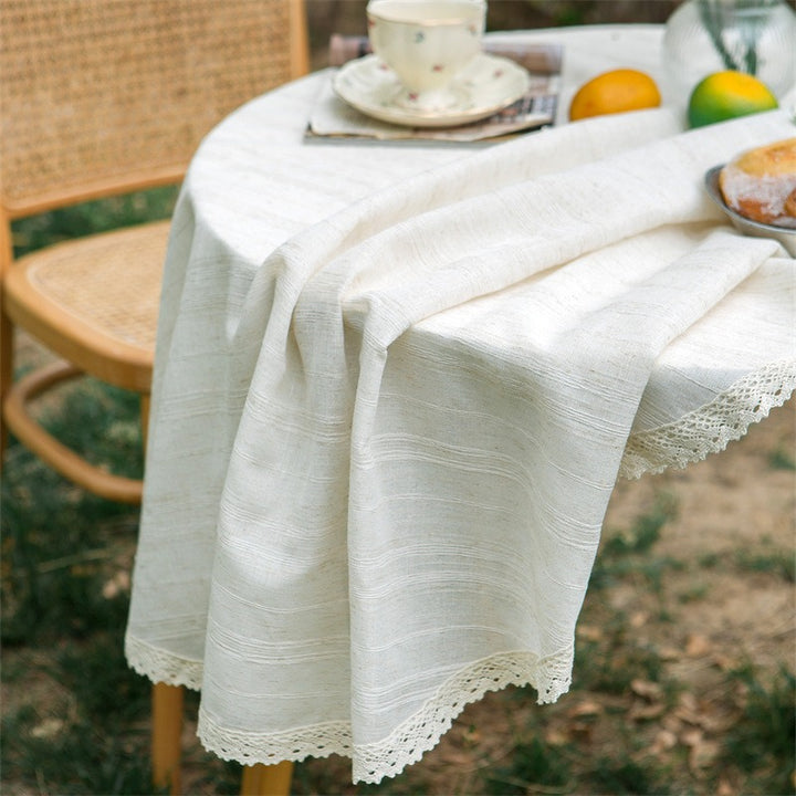 Line Linen Round Tablecloth