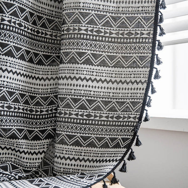 Wild Black Geometry Tassel Curtain