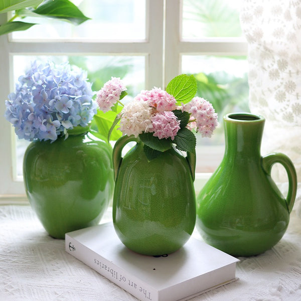 Green Crackle Ceramic Vase