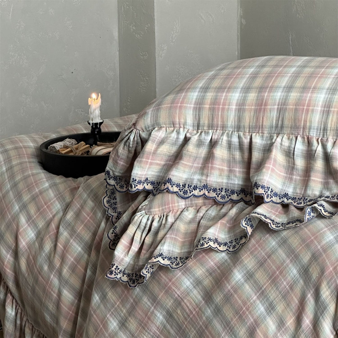 Forest Tartan & Ruffle Bedding Set