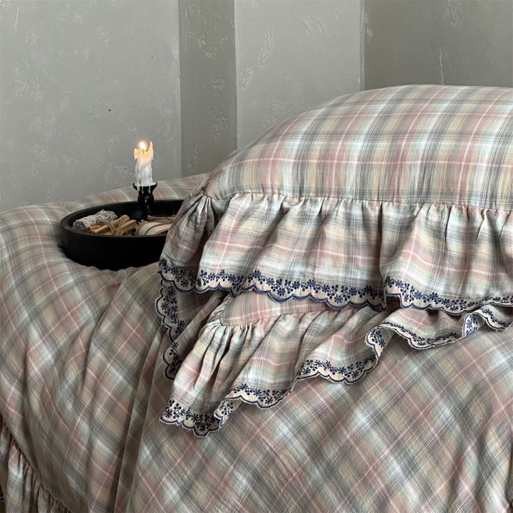 Forest Tartan & Ruffle Bedding Set