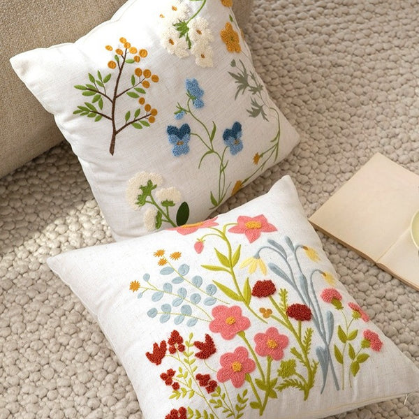 Folk Garden Embroidered Cushion