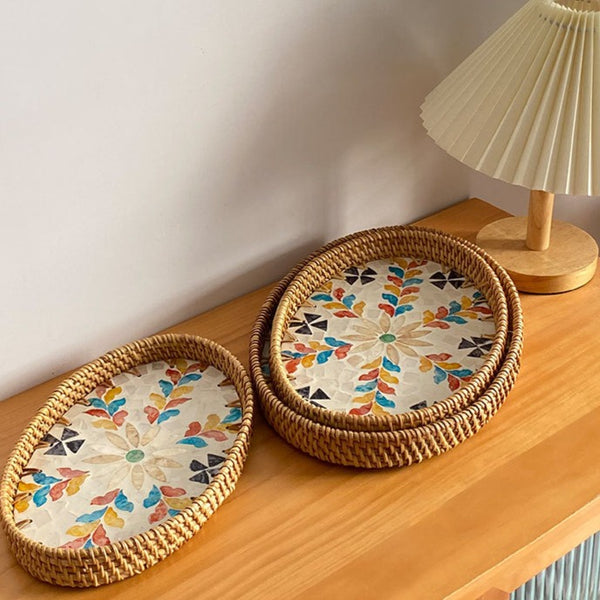 Shell Art Oval Tray Set