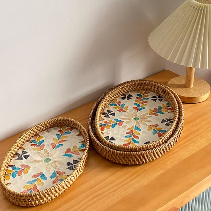 Shell Art Oval Tray Set