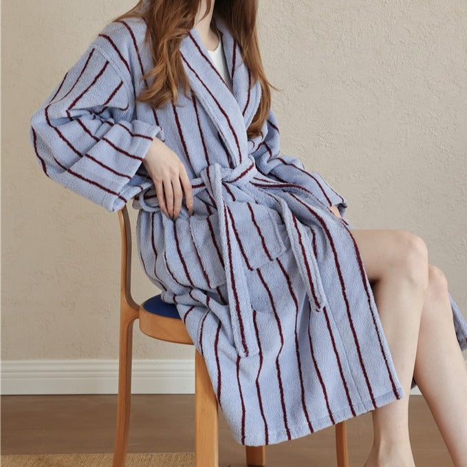 Nostalgic Soft Striped Bathrobe