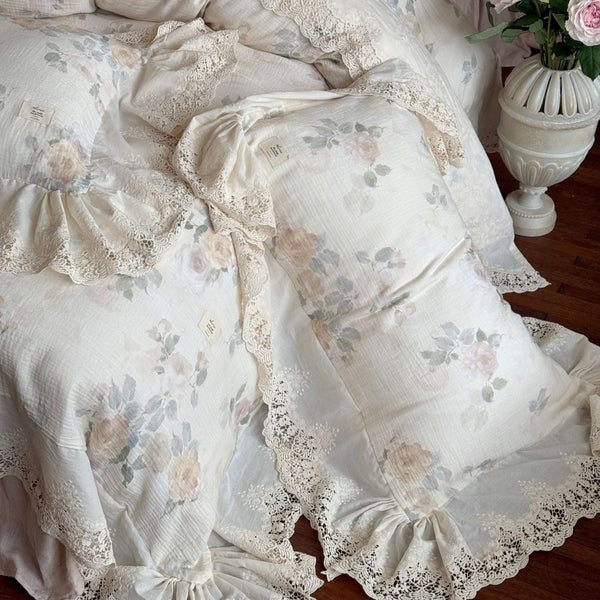 Perpetua Rosy Lace Bedding Set