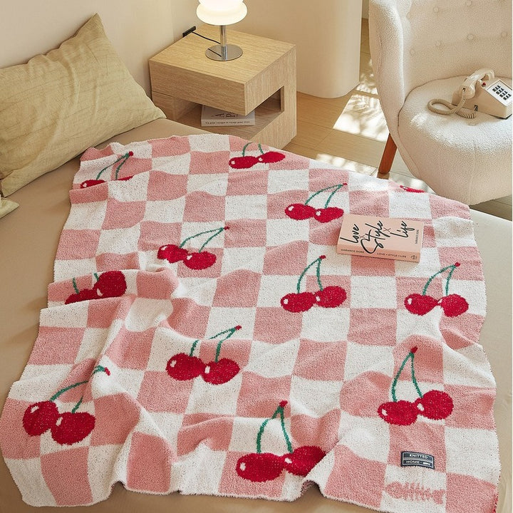Cherry Picnic Checker Throw
