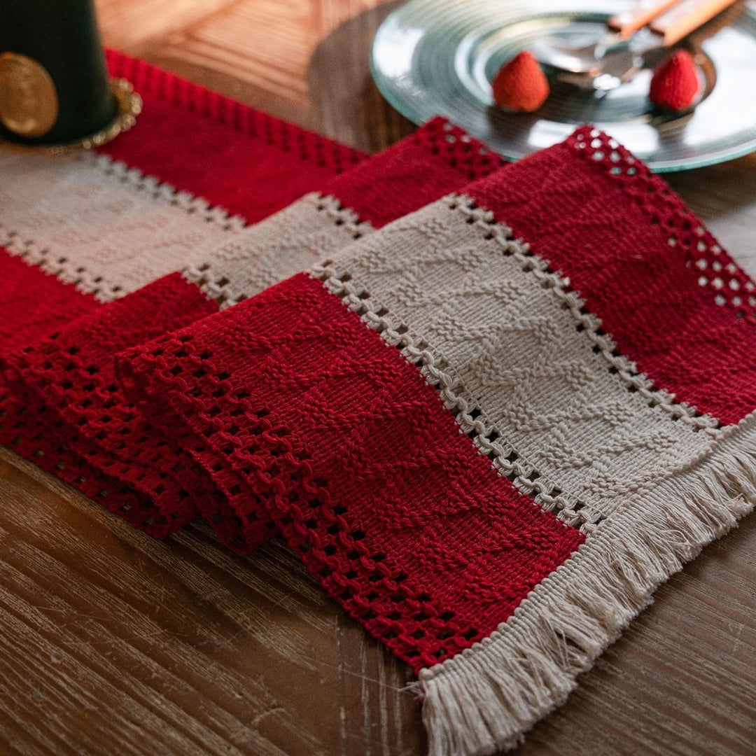 Crimson Stripe Table Runner