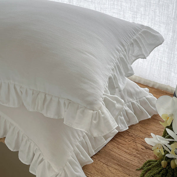 Ruffled Muslin Pillowcase Set