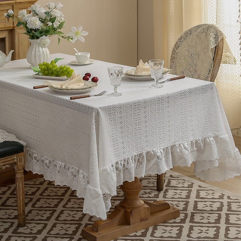 Vintage Stitch Ruffle Tablecloth
