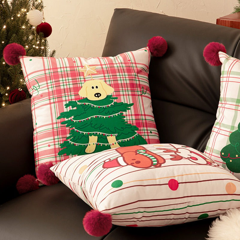 Xmas Pom-Pom Square Cushion