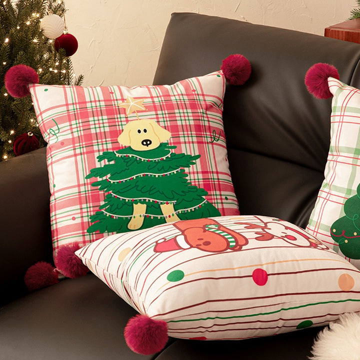 Xmas Pom-Pom Square Cushion