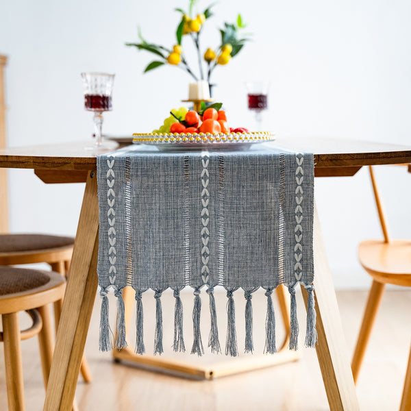 Cloudy Day Tassel Table Runner