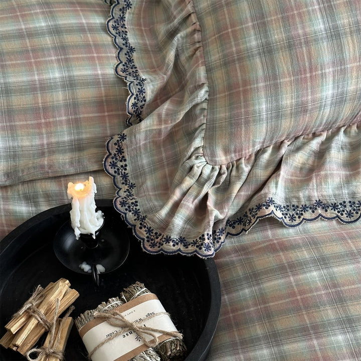 Forest Tartan & Ruffle Bedding Set