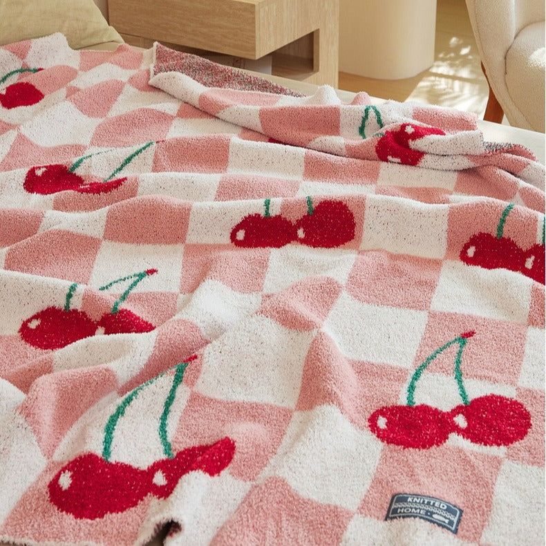 Cherry Picnic Checker Throw