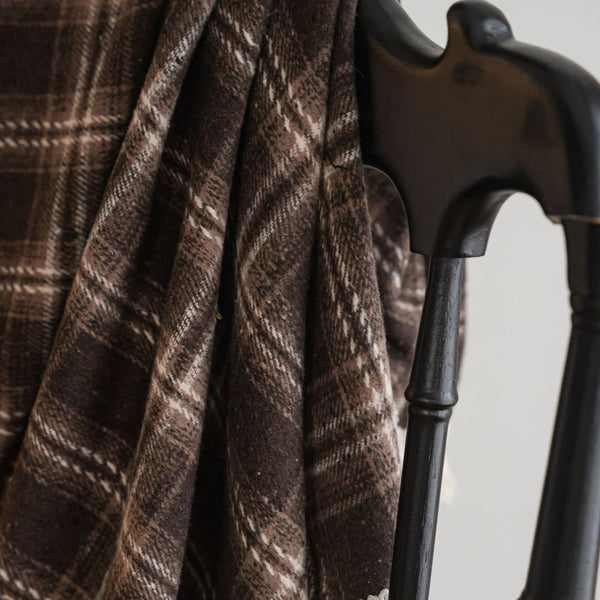 Chocolate Plaid Tassel Curtain