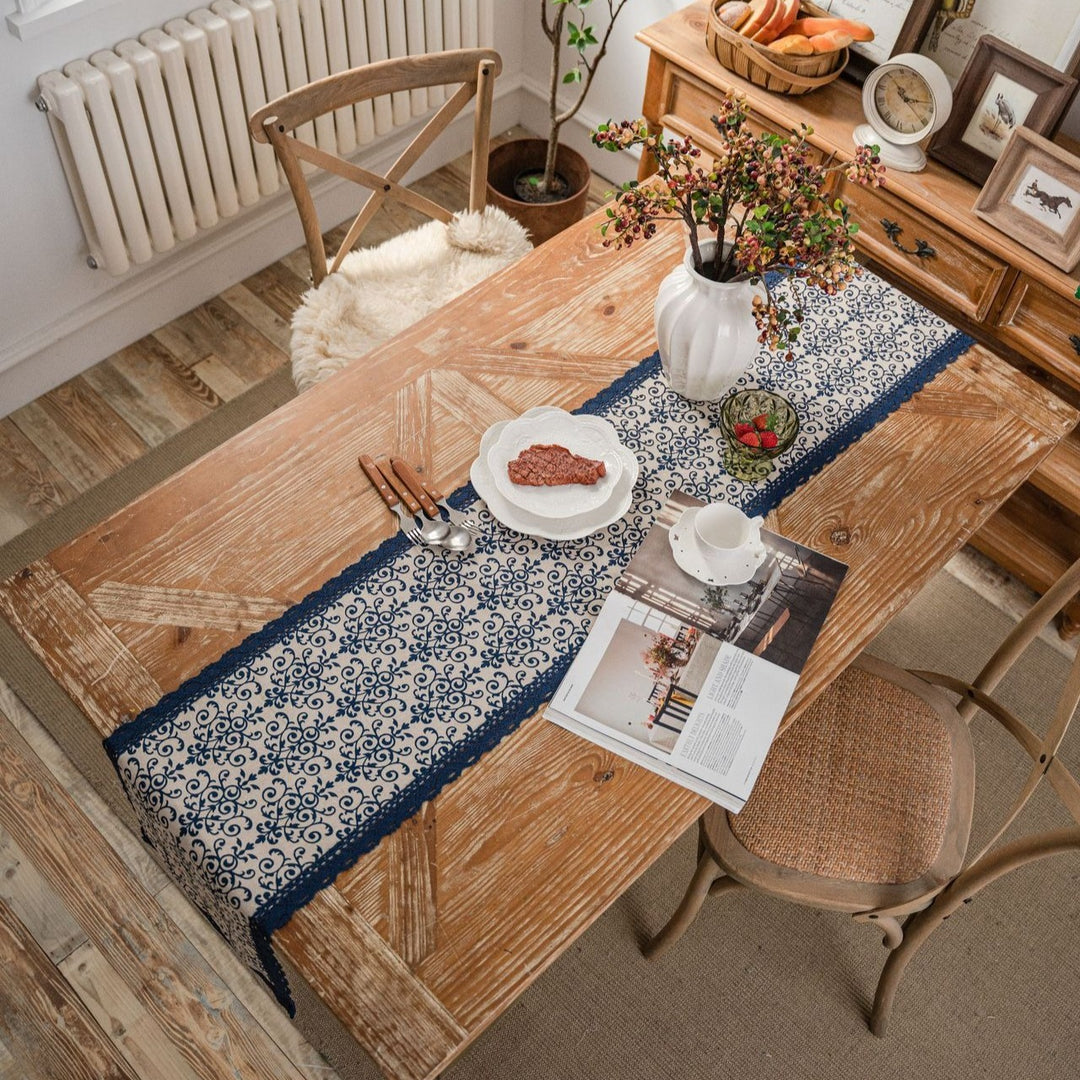 Natural Scroll Table Runner