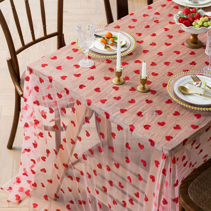 Love Heart Mesh Tablecloth