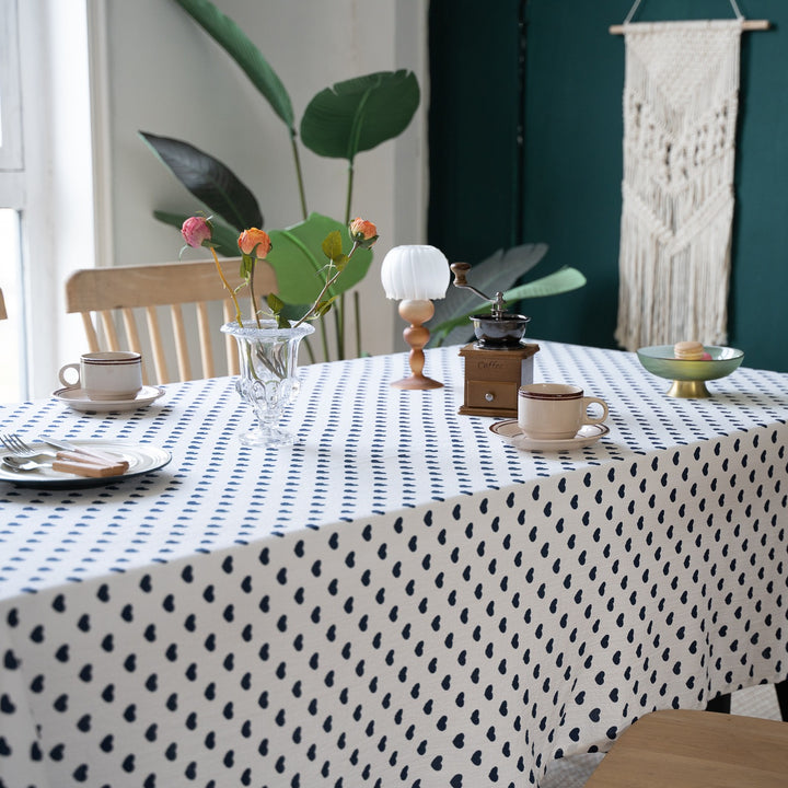 Heart Polka Dots Table Cloth