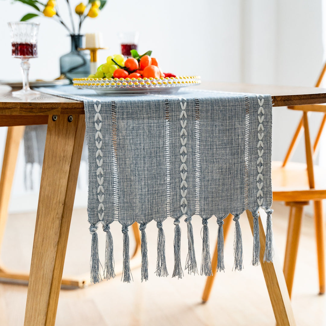 Cloudy Day Tassel Table Runner