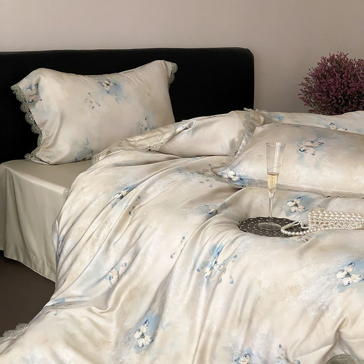 Azure Butterfly Garden Bedding Set