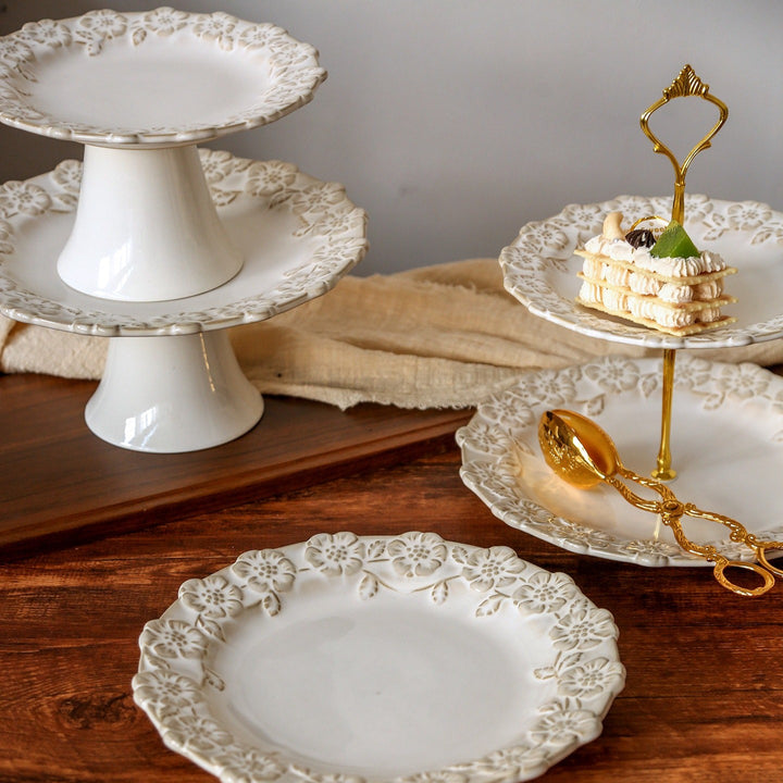 Antique Blossom Embossed Cake Stand
