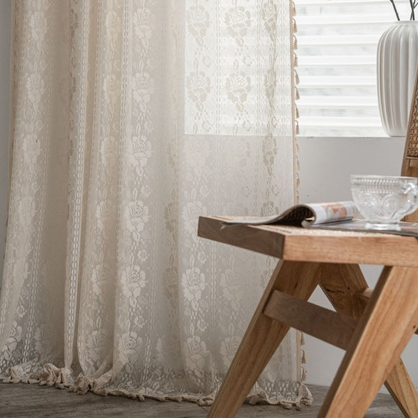 Rose Lace Tassel Curtain