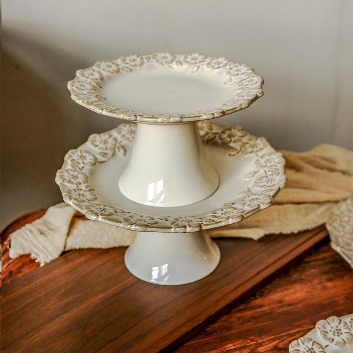 Antique Blossom Embossed Cake Stand