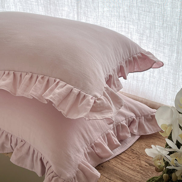 Ruffled Muslin Pillowcase Set