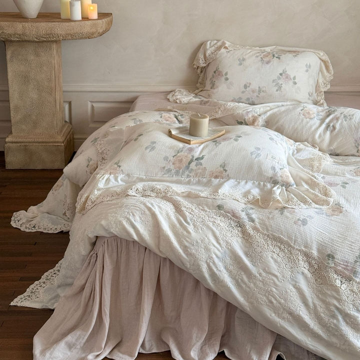Perpetua Rosy Lace Bedding Set