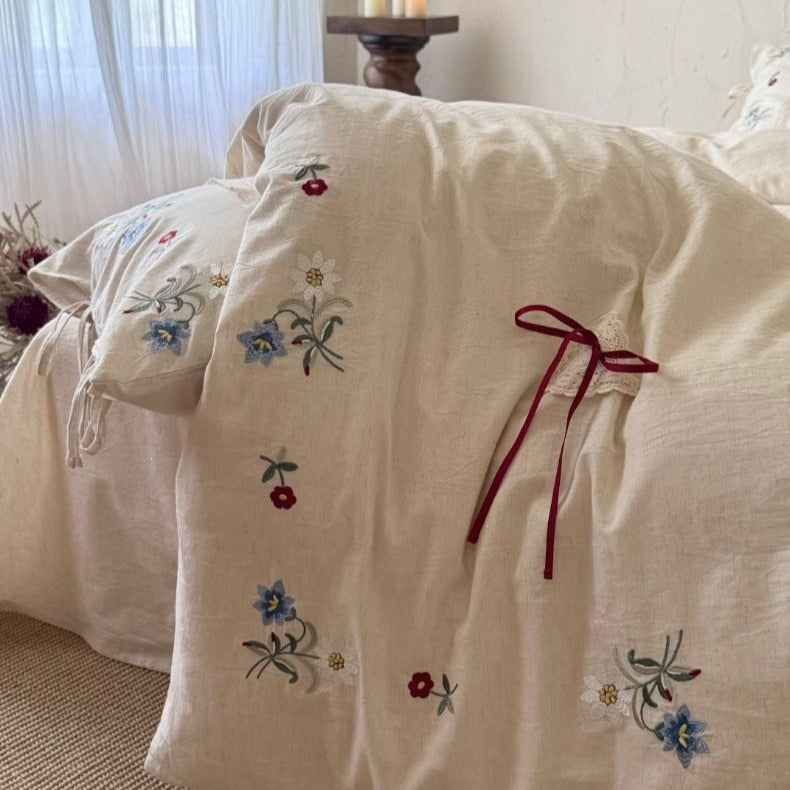 Wildflower Knot Linen Cotton Bedding Set